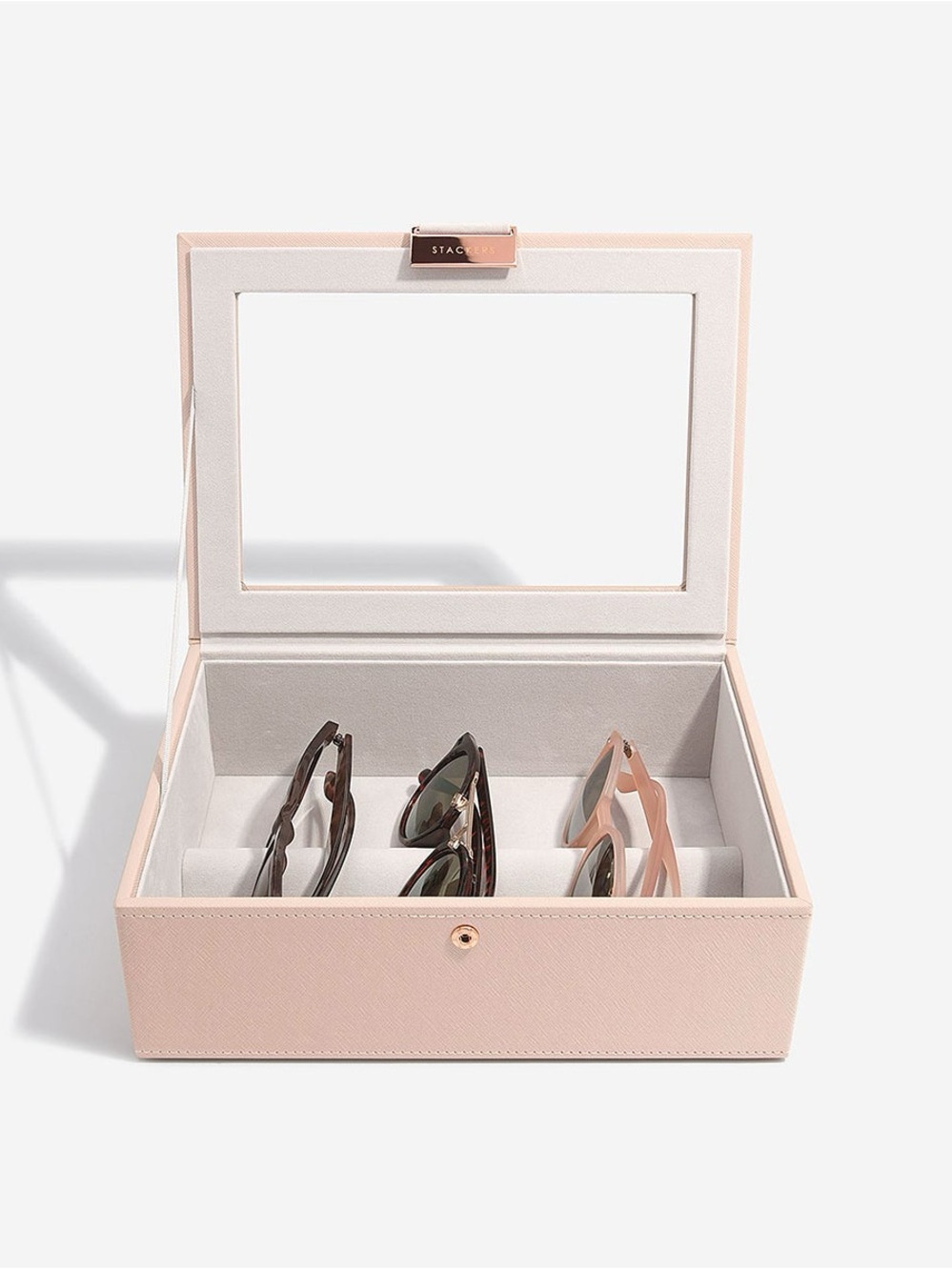 Stackers Blush Pink Lidded Eyewear Box Sunglasses Storage Case